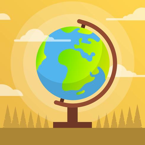 490x490 Flat Globe With Flat Background Vector Illustration