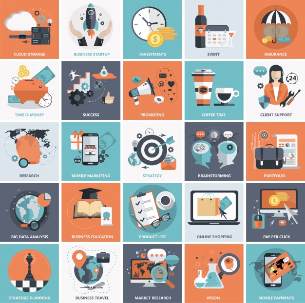 626x622 Flat Icon Set For Business Vector Free Download