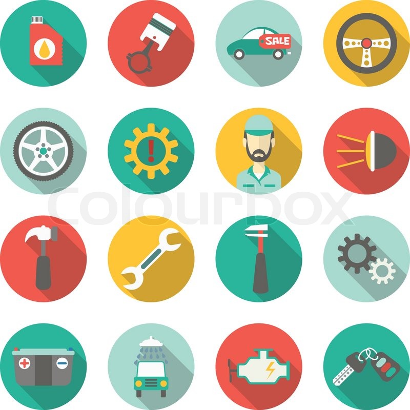 800x800 Car Service Flat Icons. Vector Illustration Stock Vector Colourbox