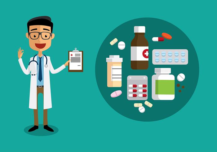 700x490 Doctor With Prescription Pad Flat Vector