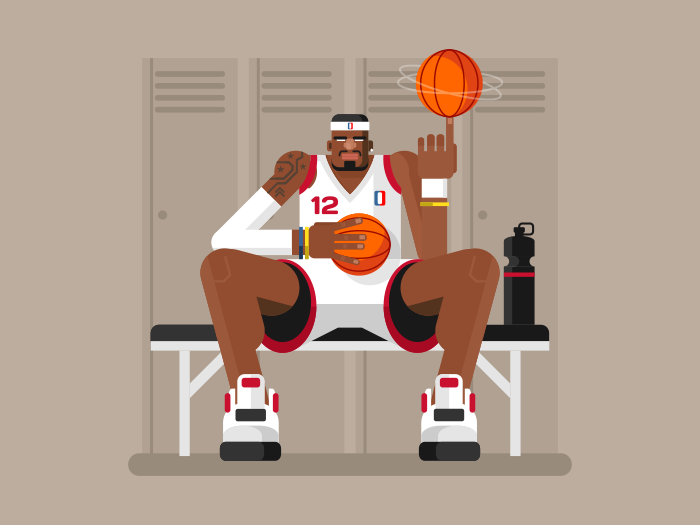 700x525 Basketball Player Flat Illustration