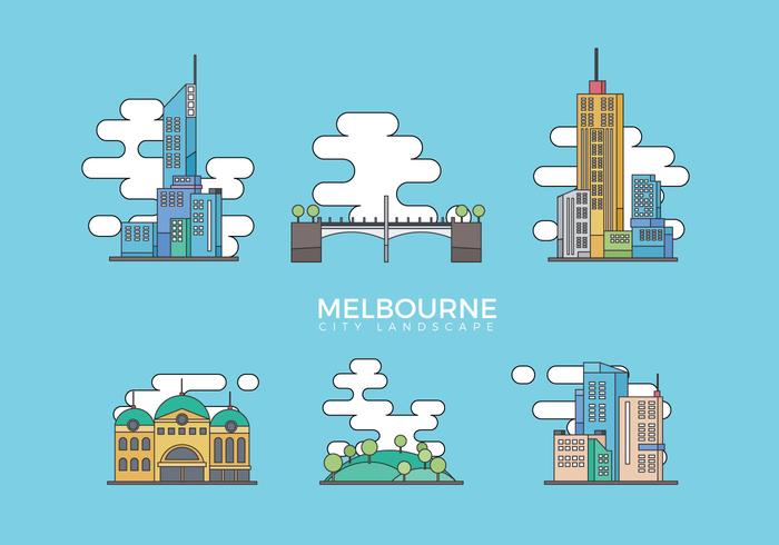 700x490 Melbourne City Landscape Flat Vector Illustration