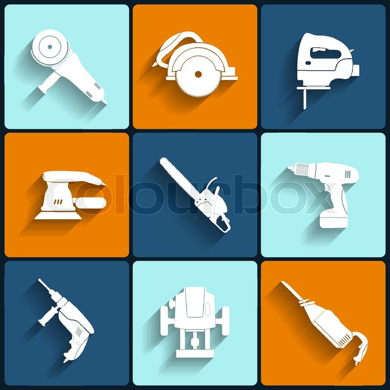 800x800 Electric Tool Flat Vector Icons Set Stock Vector Colourbox