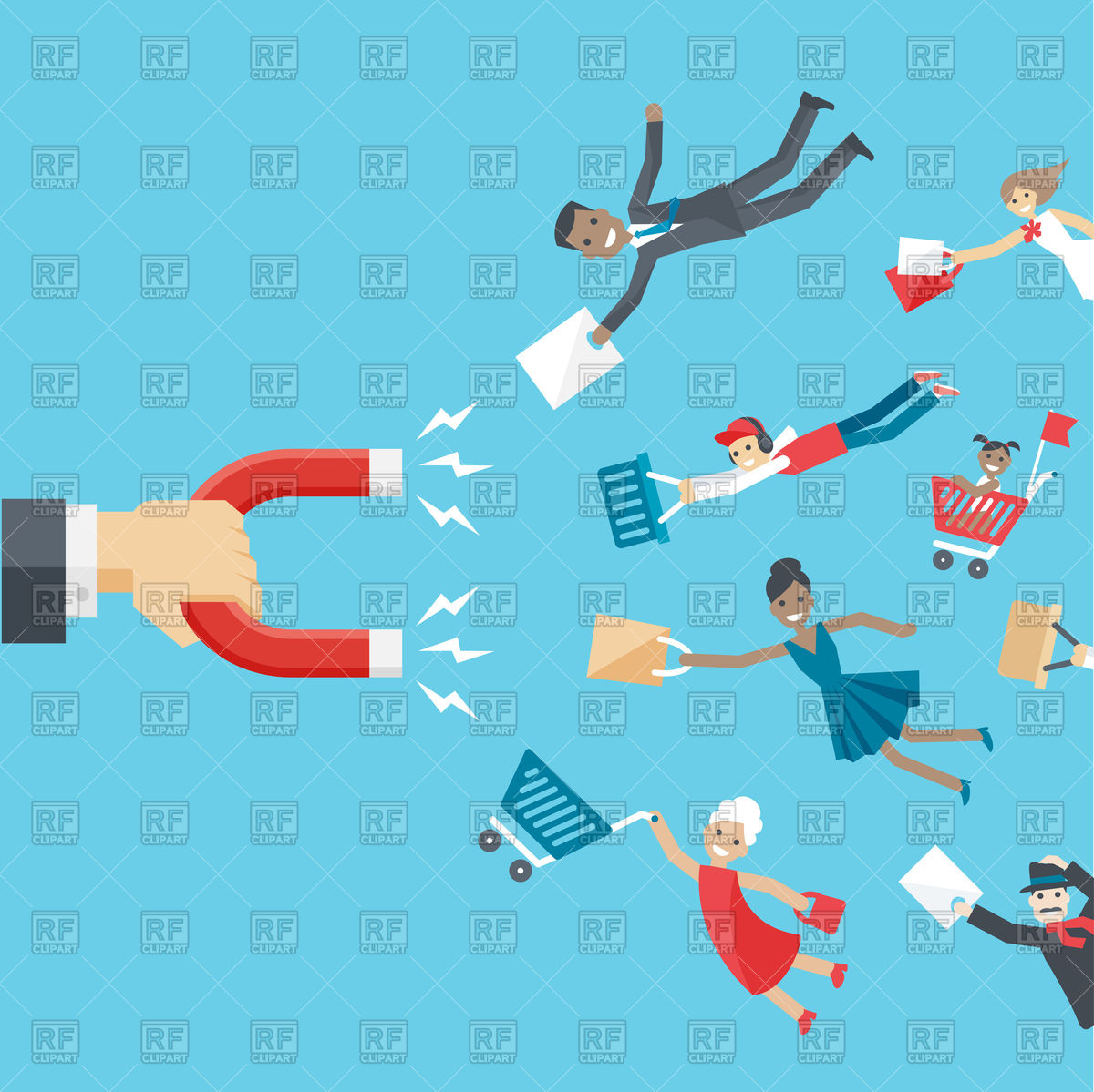 1200x1199 Business Customer Conceptual Background In Flat Style Vector Image