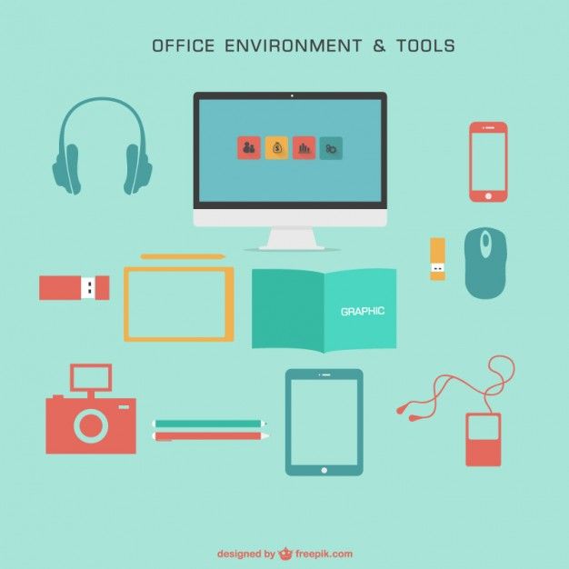 626x626 Flat Office Graphics Free Vector Free Vectors