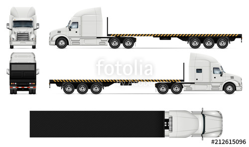 500x295 Flatbed Truck Realistic Vector Illustration Stock Image And