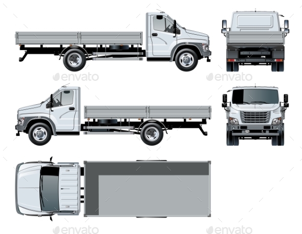 590x458 Vector Flatbed Truck Template Isolated On White By Mechanik