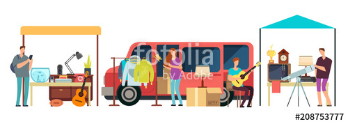 500x178 People Selling, Shopping Second Hand Clothes, Vintage Goods In