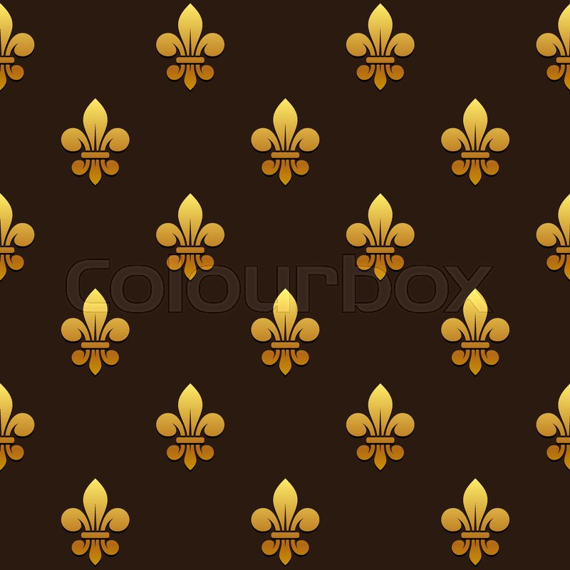 800x800 Golden Fleur De Lis Seamless Pattern. Vector Illustration Stock