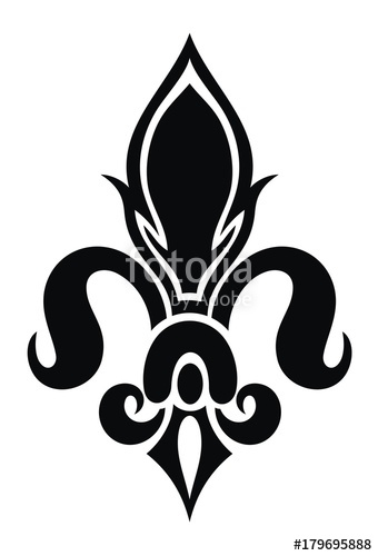340x500 Vector Illustration Lily Flower Heraldic Emblem. Royal Fleur De