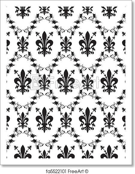 450x580 Free Art Print Of Seamless Damask Royal Vector Texture With Fleur