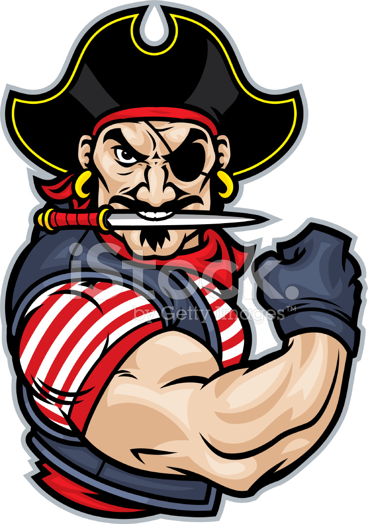718x1024 Pirate Flex Mascot Stock Vector
