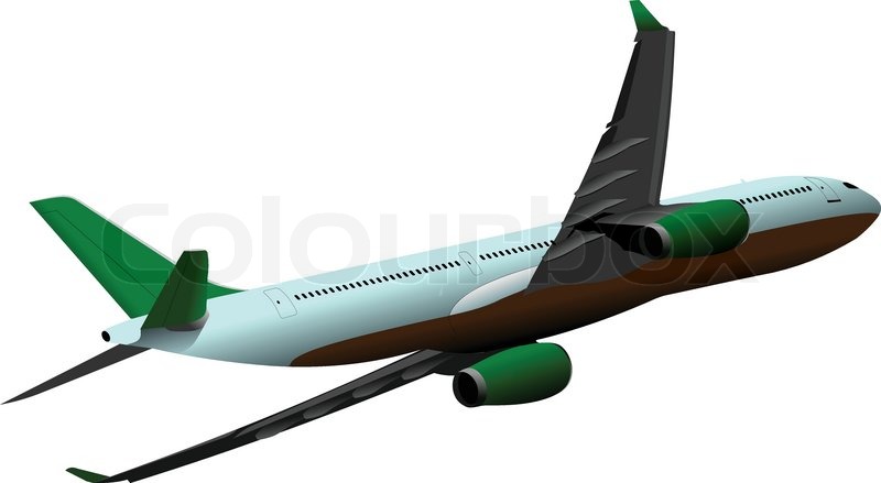 800x439 Passenger Airplane In Flight Vector Illustration Stock Vector