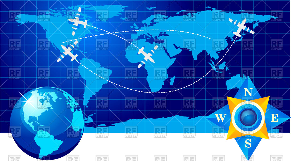 1200x664 Flight Clipart World Map