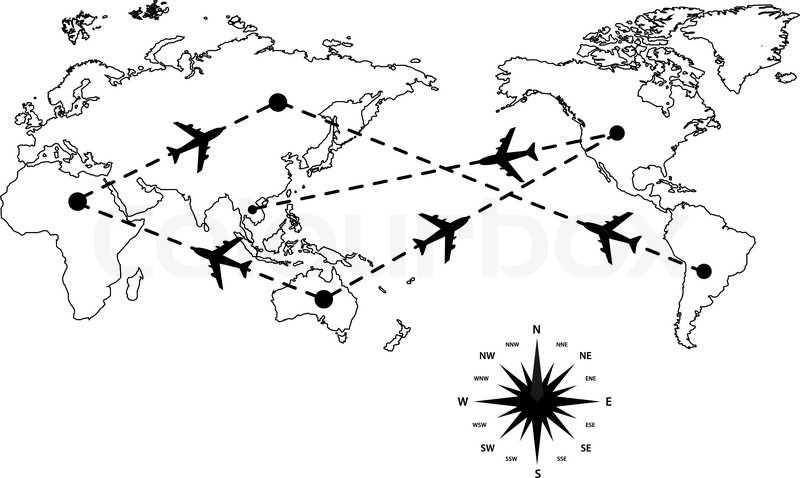 800x478 World Map Flight Path Of Vector Stock Vector Colourbox