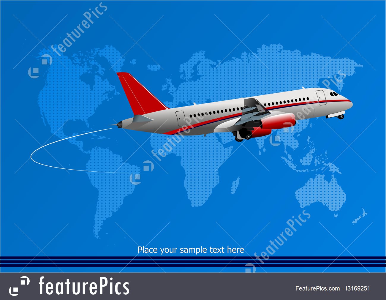 1300x1010 Blue Abstract Background With Passenger Plane And World Map