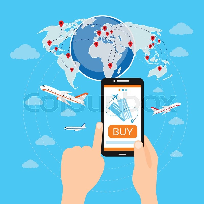 800x800 Buy Ticket Online Smart Phone Application Globe World Map Travel