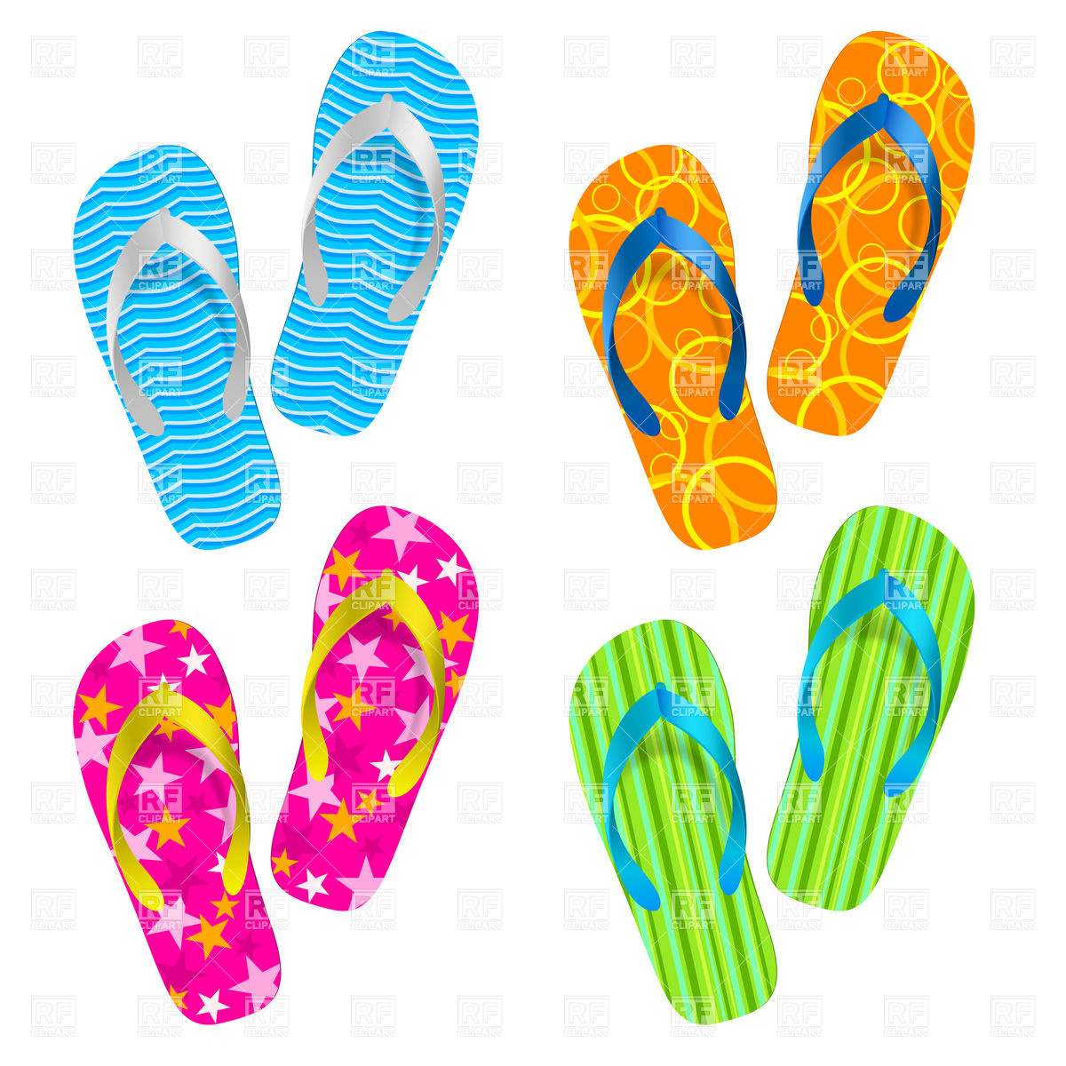 1200x1200 Flip Flops (Thongs) Set Vector Image Vector Artwork Of Travel