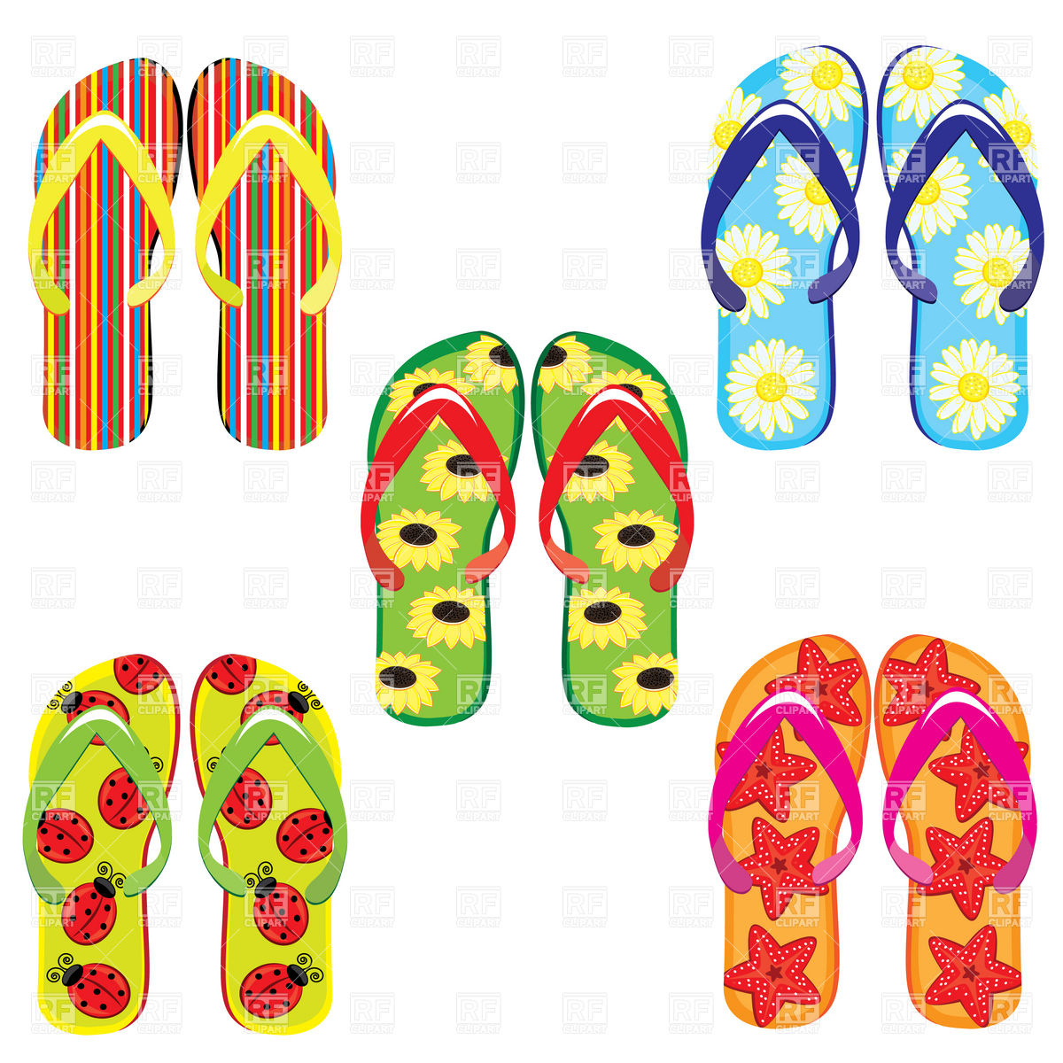 1200x1200 Colorful Summer Flip Flops Vector Image Vector Artwork Of Beauty