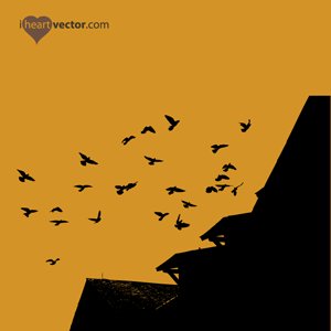 300x300 Flock Of Birds And Roof Vector
