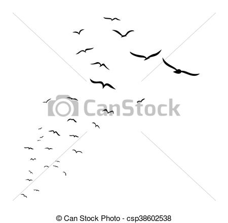 450x441 Flock Of Birds Clipart Stock