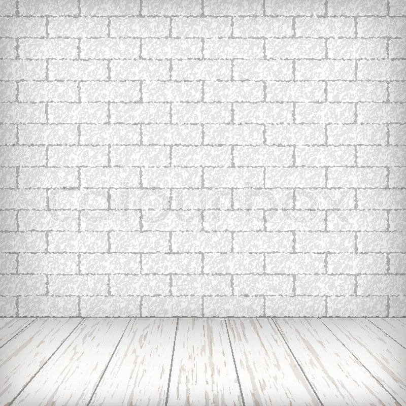 800x800 White Brick Wall With Wooden Floor In A Vintage Interior Stock