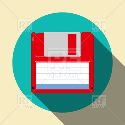 400x400 Floppy Disk Flat Icon With Shadow Vector Image Vector Artwork Of