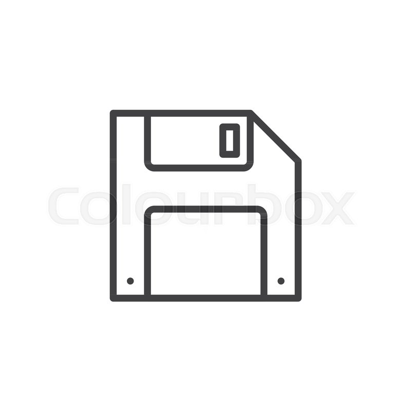 800x800 Floppy Disk Line Icon, Outline Vector Sign, Linear Style Pictogram