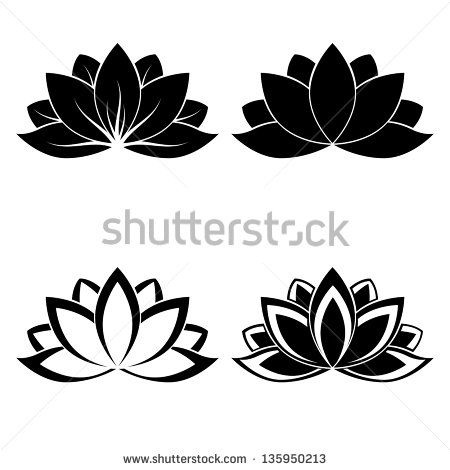 450x470 Four Lotus Silhouettes For Design Vector Lotus