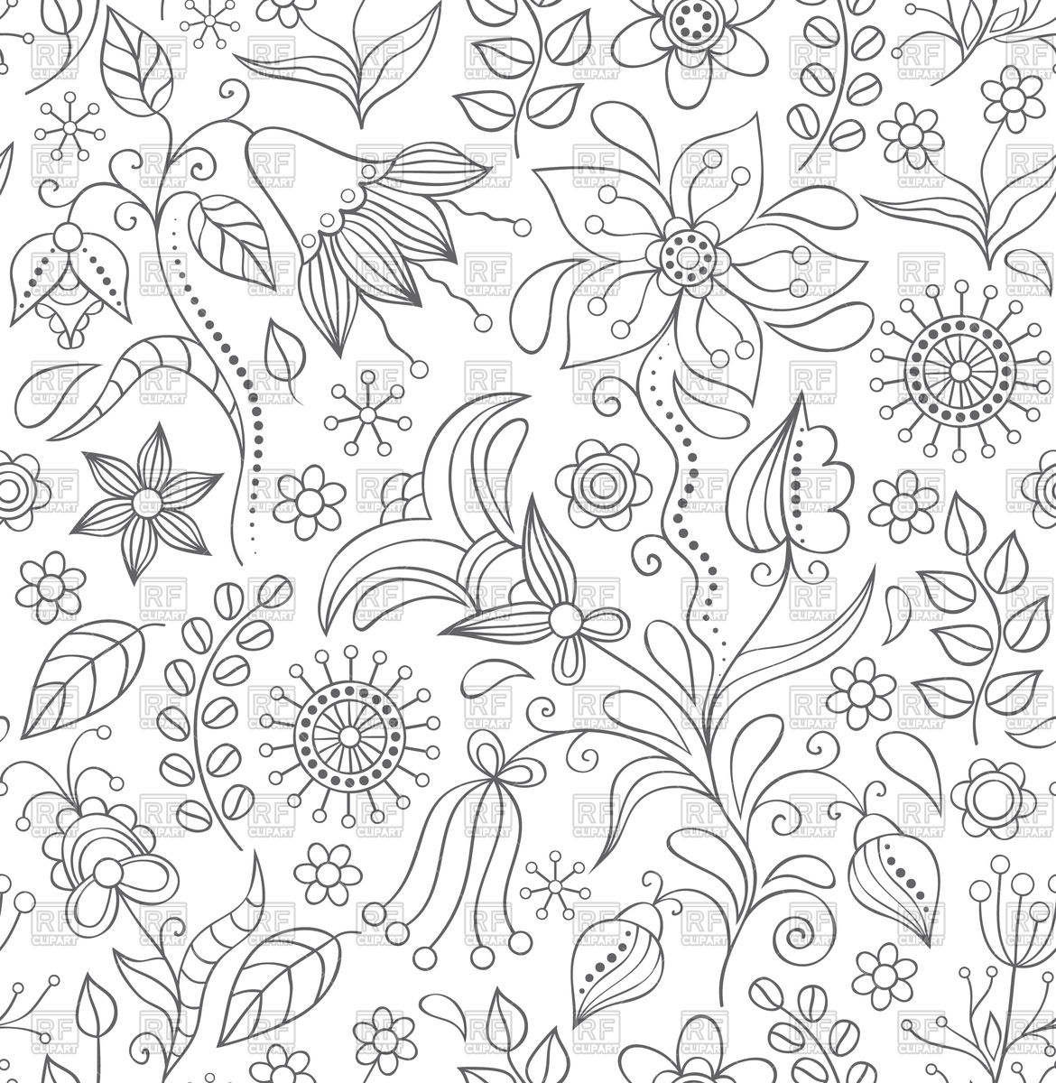 1170x1200 Seamless Doodle Floral Background Vector Image Vector Artwork Of