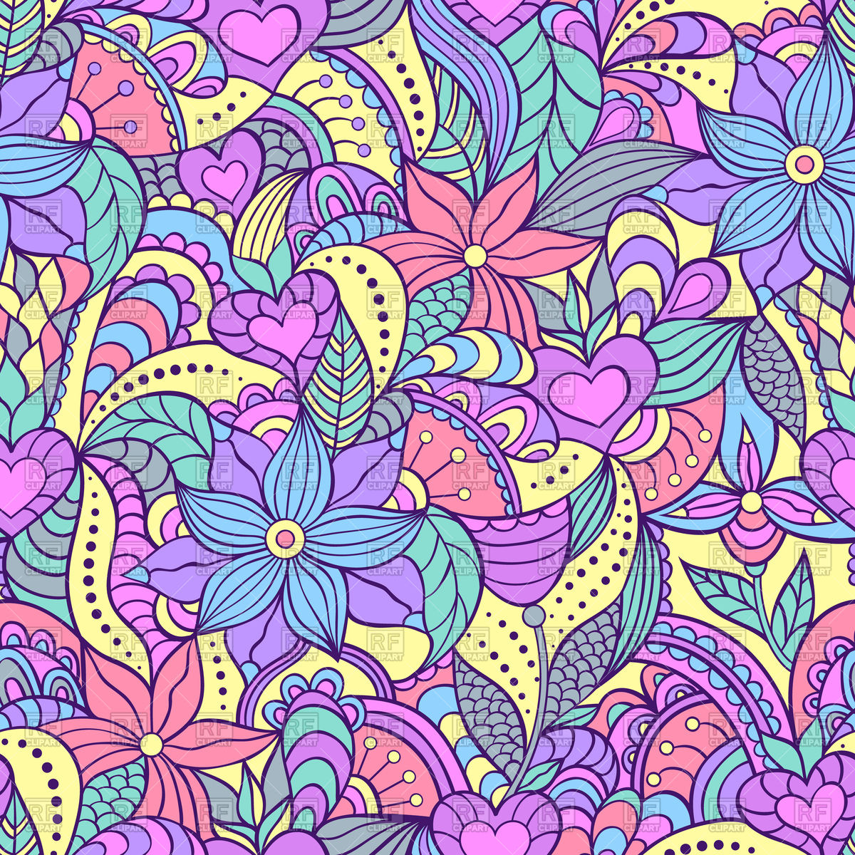 1200x1200 Seamless Pattern With Abstract Flowers