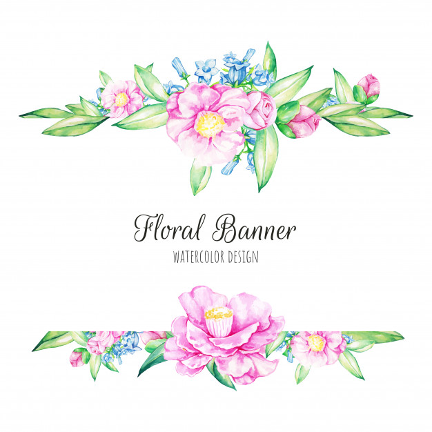 626x626 Watercolor Floral Banner Vector Premium Download