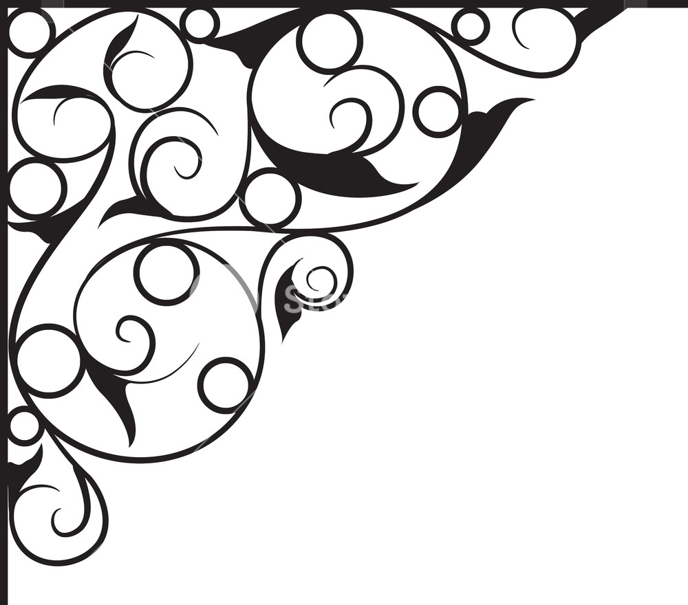 1000x880 Floral Corner Vector Element Royalty Free Stock Image