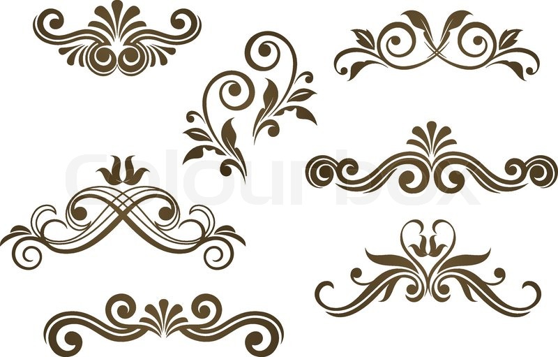 800x511 Vintage Floral Motifs For Design Isolated On White Stock Vector