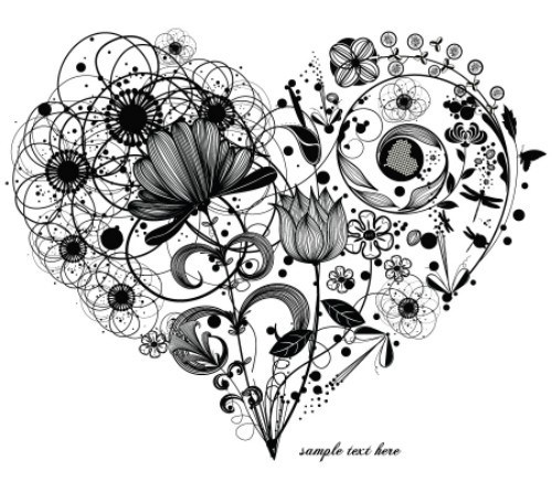 500x446 Free Vintage Floral Heart Vector 02