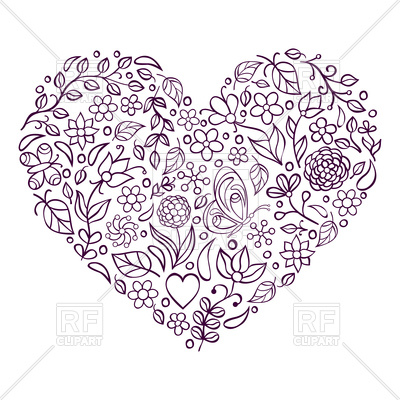 400x400 Hand Drawn Floral Heart Vector Image Vector Artwork Of Design