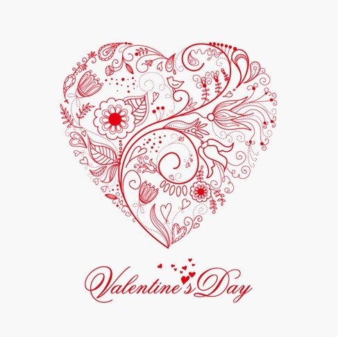 487x486 Beautiful Greeting Floral Heart, Vector Images
