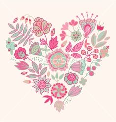 236x248 Pink Floral Heart Vector Graphic Rose