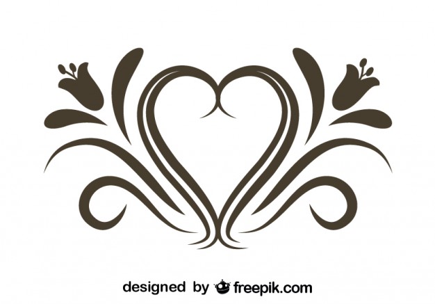 626x437 Retro Floral Heart Ornamental Graphic Element Vector Free Download