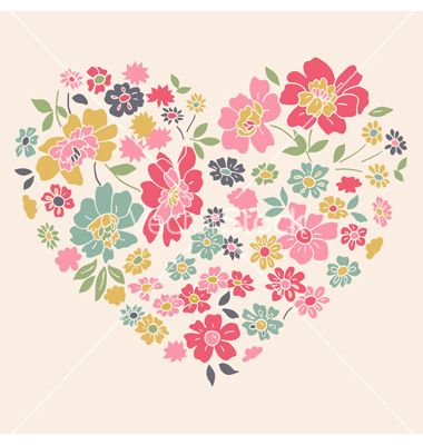 380x400 Romantic Card With Floral Heart Vector