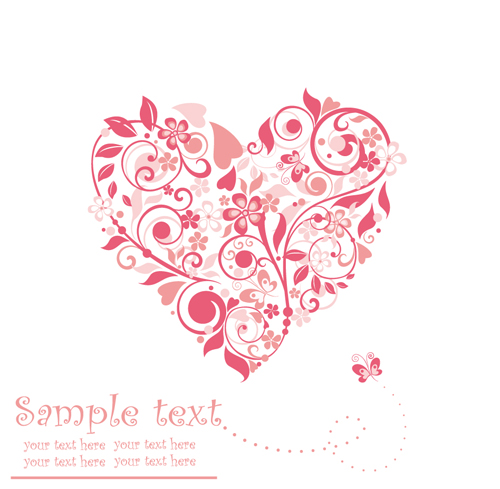 500x489 Set Of Floral Heart Elements Vector 02 Free Download