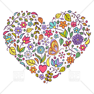 400x400 Colorful Hand Drawn Floral Heart Vector Image Vector Artwork Of
