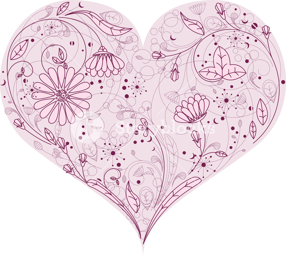 1000x904 Floral Heart Vector Element Royalty Free Stock Image