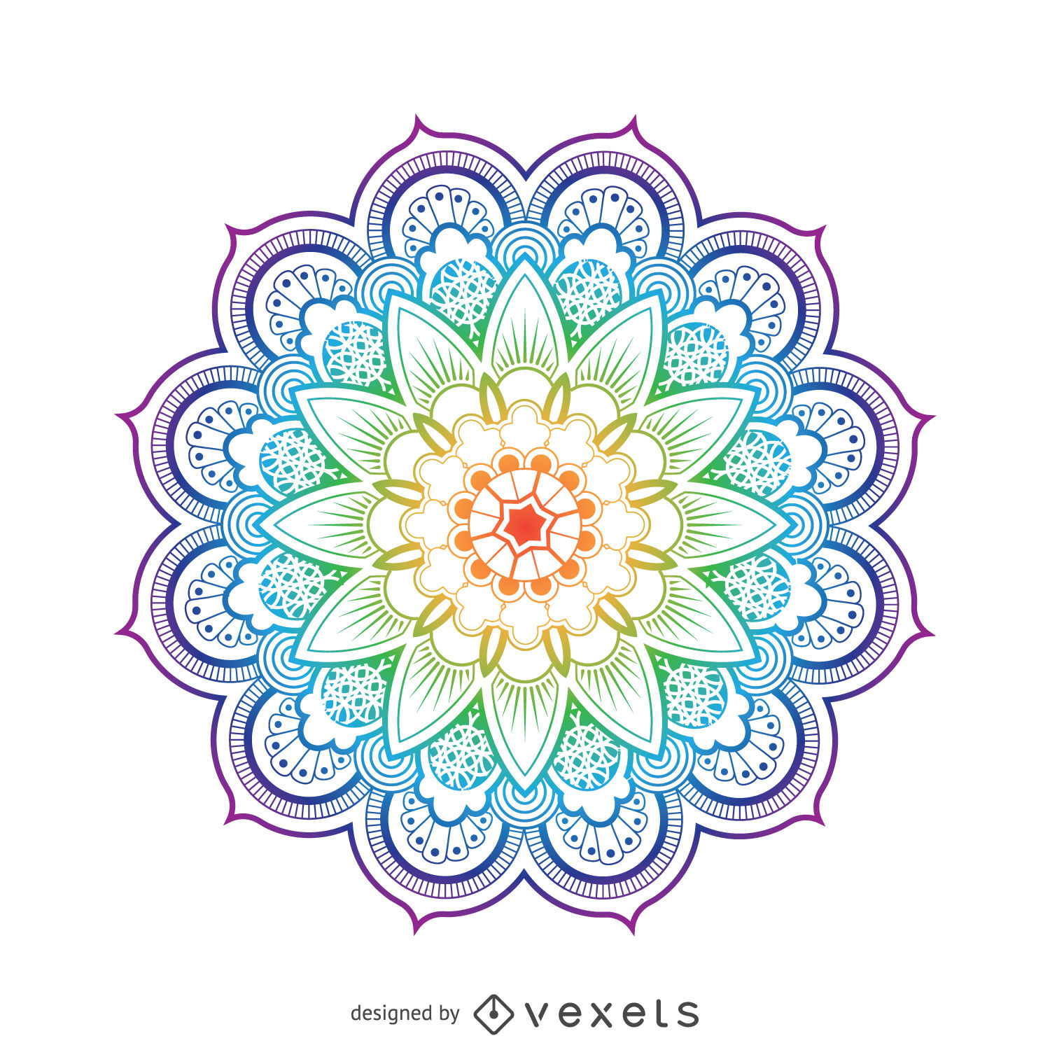 1500x1500 Bright Mandala Flower Illustration