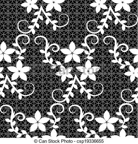 450x469 Floral Lace Pattern. Seamless Lace With Floral Pattern On A Black