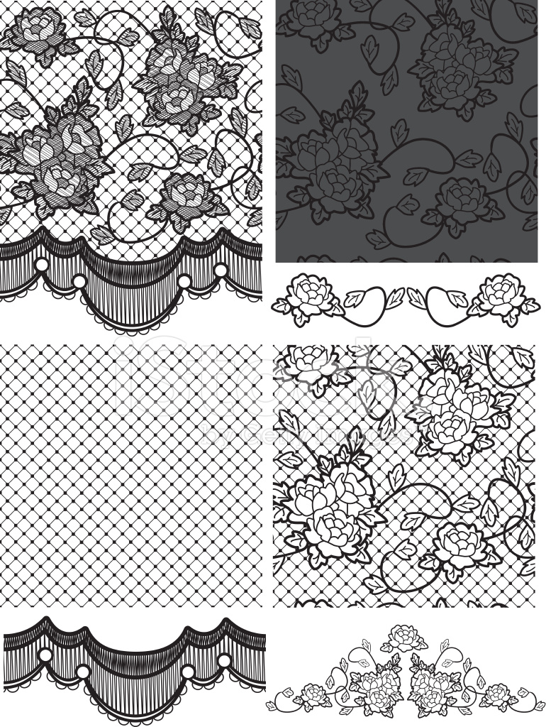 770x1024 Gothic Style Lace Vector Floral Seamless Stock Vector