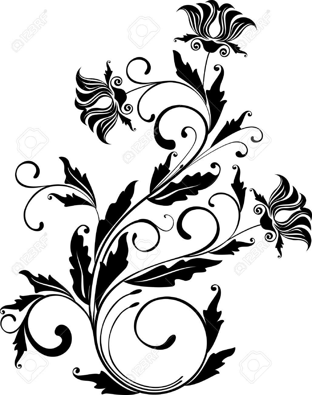 1029x1300 Monochrome Floral Ornament