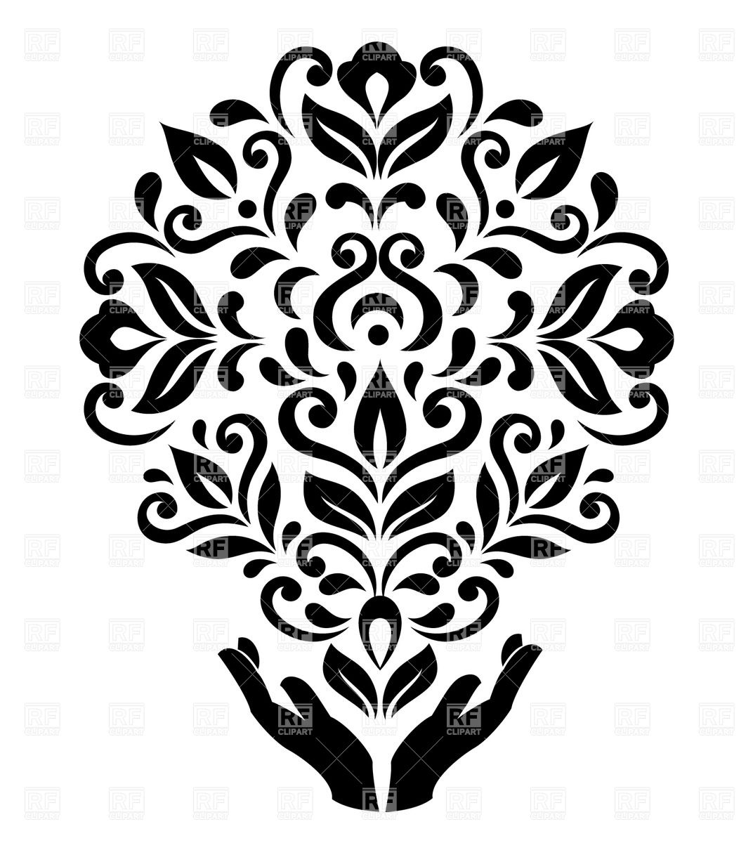 1072x1200 Stylized Hands Holding Round Floral Ornament Vector Image Vector