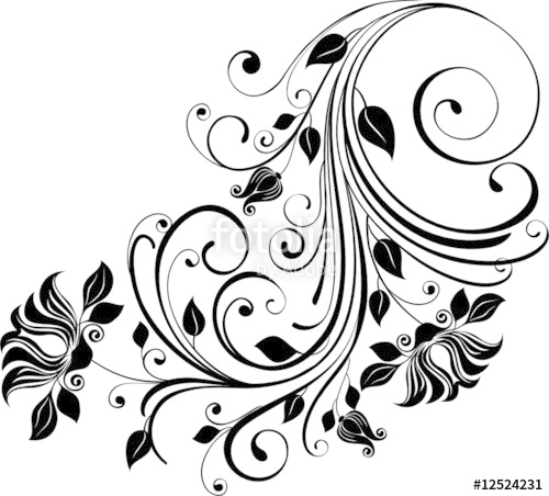 500x452 Monochrome Floral Ornament