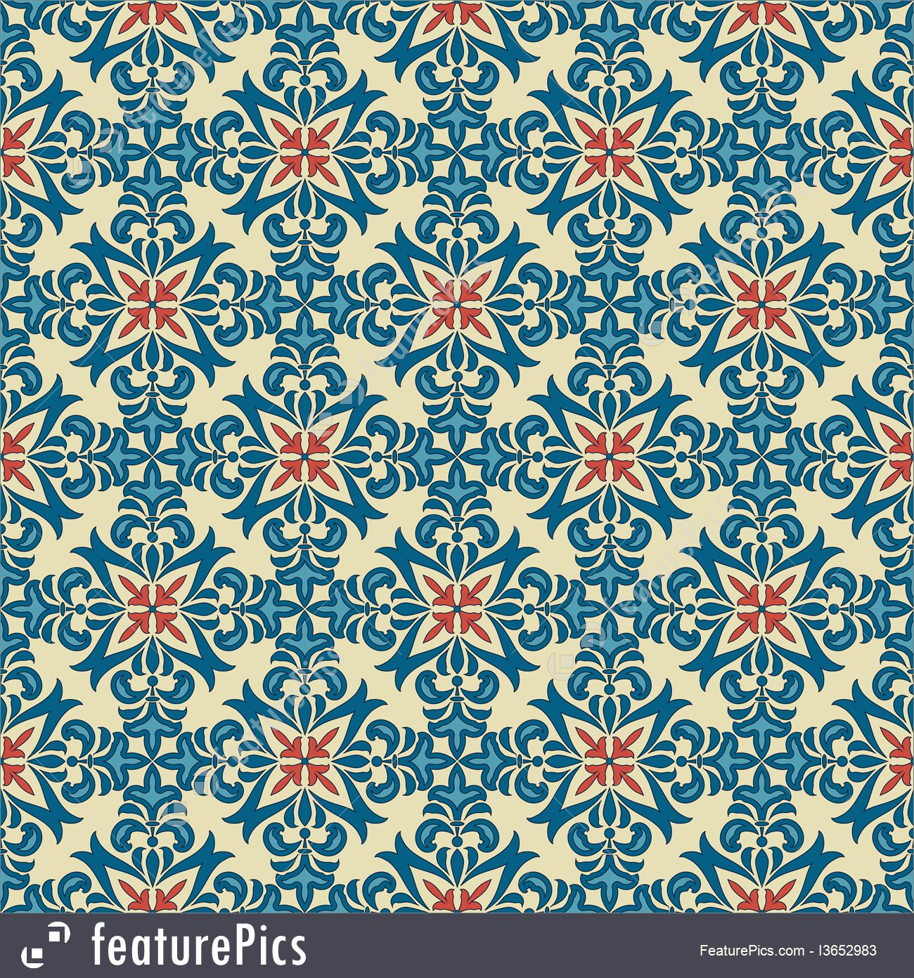 1300x1392 Vector Seamless Vintage Floral Pattern